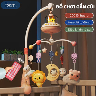 Đồ chơi treo nôi cũi cho bé sơ sinh xoay 360 độ kích thích thị giác có hộp nhạc hẹn giờ TẶNG điều khiển