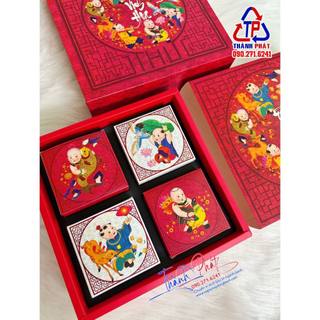 10 hộp 4 bánh trung thu đông hồ - hộp đựng 4 bánh trung thu 150g - 250g - mẫu hộp trung thu 4 bánh mới 2024