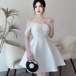 Váy trễ vai phối lưới ngọc