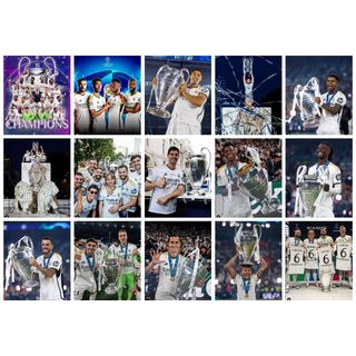 Bộ 30 hình dán Real Madrid vô địch Cup C1 mùa 2024, hình dán sticker cầu thủ bóng đá, hình dán bóng đá
