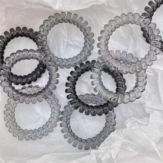 Cột tóc lò xo xám dây điện thoại đen trong sáng co giãn chắc chắn mẫu mới Tatitava