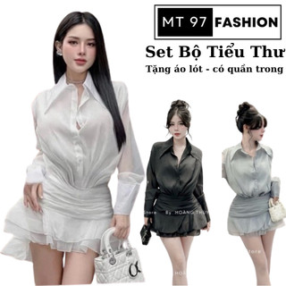 Váy Tơ Tiểu Thư Tay Dài MT97 FASHION Đầm Sơ Mi Đuôi Cá Bồng Xoè Cực Tôn Dáng Trẻ Trung Nữ Tính Hotrend 2024