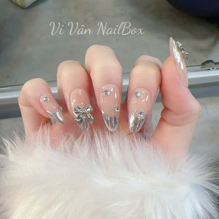 Nail box tráng gương nơ bạc