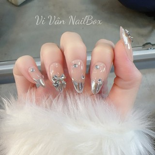 Nail box tráng gương nơ bạc
