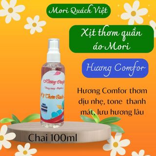 Xịt thơm mori hương comfor, xịt thơm khô dành cho quần áo, chai 100ml, quachviet208