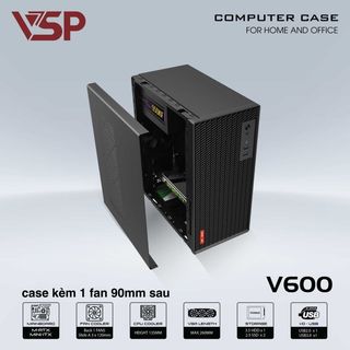 Vỏ Case VSP V600 BLACK (SẴN 1 FAN KHÔNG LED)