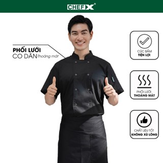 [CT02] Áo Bếp ngắn tay, cúc bấm tiện lợi có phối lưới sau lưng - CHEF X Kitchen Uniform