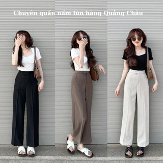  Quần suống rộng suông dài 87cm-99cm cho nữ nấm lùn dưới 1m52 -1m60  cho nữ  che mỡ bụng   mặc đi làm công sở di học 