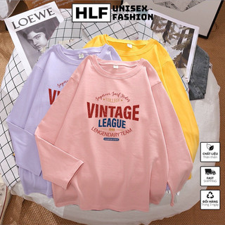 Áo thun Dài tay Vintage form xuông rộng, áo thu đông mặc nhóm lớp local brand nam nữ HLF