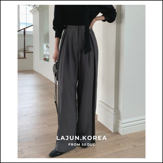 Quần Slacks nữ dáng suông dài ống rộng xếp ly Rinie Hàn Quốc