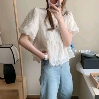 Áo Babydoll hai lớp vải cotton thêu style hàn quốc