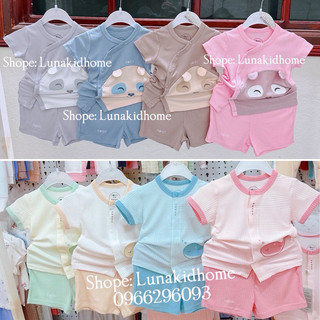 [Hrnee]-Bộ cộc tay sơ sinh mềm mát cho bé (0-3M đến 6-9M)