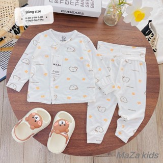  BD2 Quần áo sơ sinh cạp cao dài tay vải petit tăm tre cúc bấm đồ bộ dài tay cho bé trai bé gái sơ sinh 0-9 tháng 