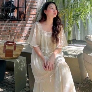 Đầm tơ babydoll phối ren style hàn quốc