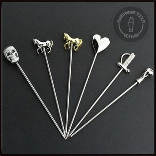 Combo 6 que xiên inox decor cocktail nhiều hình