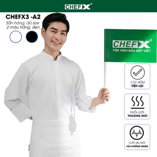 [CHEFX3] Áo Bếp dài tay cúc bấm có phối lưới dưới cánh tay và sau lưng - CHEF X Kitchen Uniform