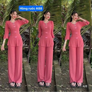 Sét bộ thun xốp quần ống suôn mặc đi chùa, ở nhà đều đẹp.Mã BA88