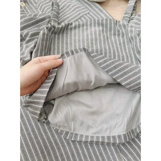 Set áo kẻ đũi phối chân váy