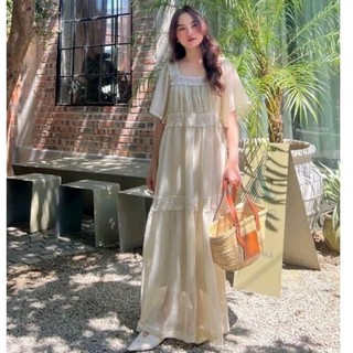Đầm tơ babydoll phối ren style hàn quốc