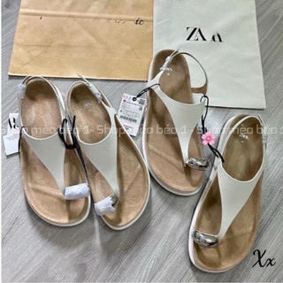 Sandal zara xỏ ngón tag nhẫn tròn đế bằng fullbox