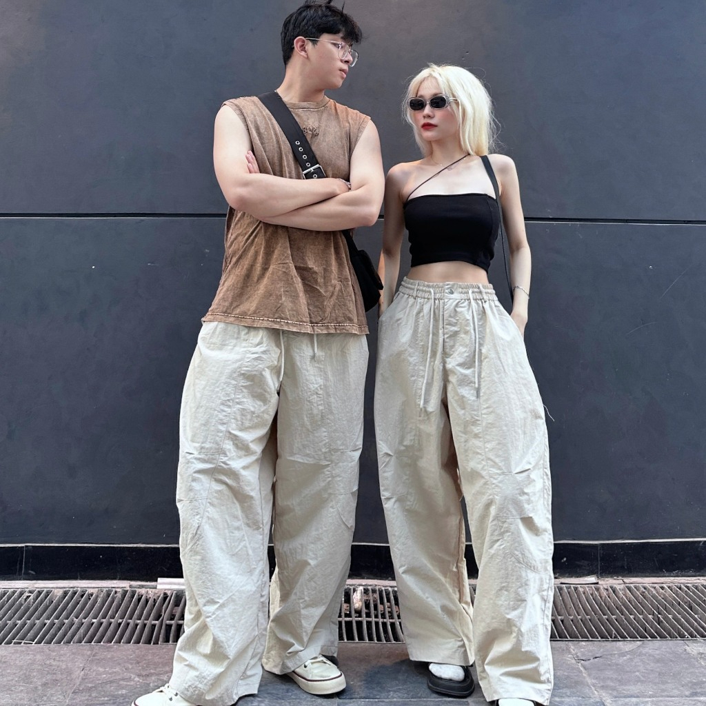 Quần Dài Chất Gió Nhăn Parachute Pants Harem Dáng Thụng Nam Nữ Unisex-BUN222 | BigBuy360 - bigbuy360.vn