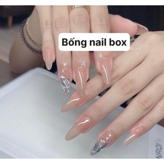 Nail box thiết kế móng úp sơn thạch đính đá đơn giản sáng da( HOẢ TỐC HCM ) B14