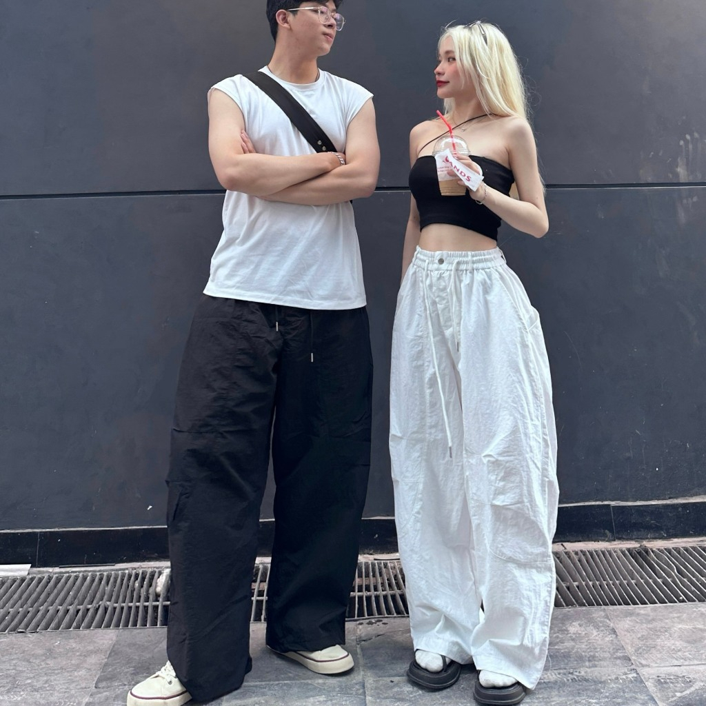 Quần Dài Chất Gió Nhăn Parachute Pants Harem Dáng Thụng Nam Nữ Unisex-BUN222 | BigBuy360 - bigbuy360.vn