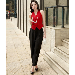 Quần Baggy đen Maisie trouser thiết kế 2Fleurs, cạp liền, khoá kéo sau, có túi