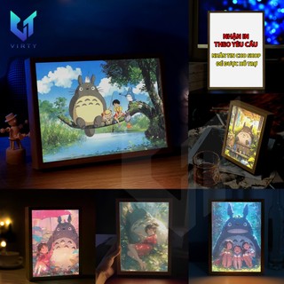 Vtlight tranh đèn led 3d đổi màu totoro ghibli trang trí bàn làm việc đèn ngủ 3 chế độ, tranh led anime decor phòng ngủ,