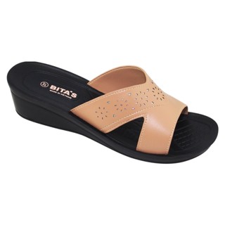 DÉP LÊ QUAI NGANG NỮ TRUNG NIÊN BITA'S DAN.118 (ĐEN + KEM + NHO + VÀNG BÒ) - BITAS