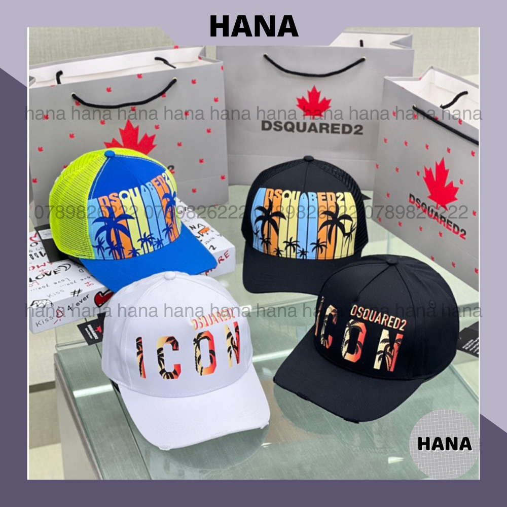 Mũ Lưỡi Trai Phối Lưới DSQUARED2 Khoá Nút, nón kết lưới Dsquared2 phối lưới in hình cây dừa M307