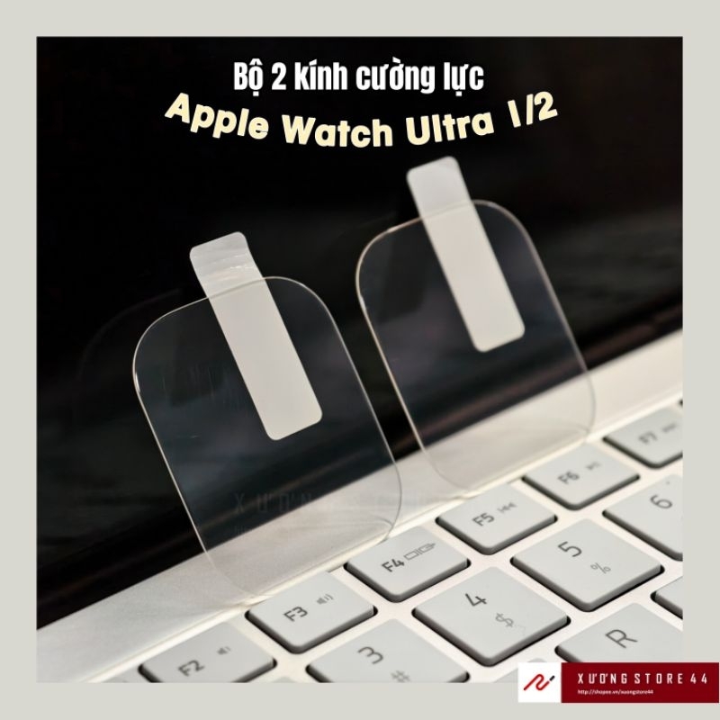 Combo Bộ 2 kính cường lực Apple Watch Ultra 1/2 trong suốt không vièn đen