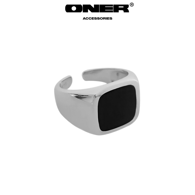Nhẫn ONER Bạc 925 "Black Square Ring" ( Bảo Hành Bạc 1 Năm )