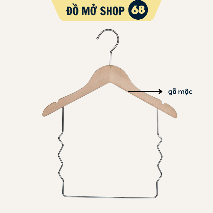 Móc treo đồ bộ trẻ em, móc gỗ mộc treo set quần áo thời trang trẻ em gỗ mộc không sơn hàng nhập khẩu