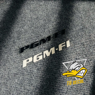 Tem Logo Sticker Nhãn Dán PGM-Fi Phối Màu Đen Trắng Dán Trên Mọi Nền Màu Xe, Decal In Trong Lột Seal, Tem Bền Màu
