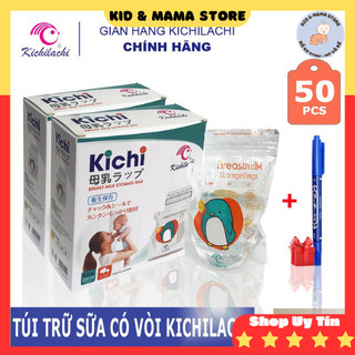 Túi trữ sữa Kichilachi 250ml có vòi hình gà, túi đựng sữa 2 khóa zip chắc chắn