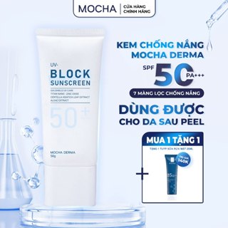 [TẶNG SRM] Kem Chống Nắng Mocha Derma SPF 50 PA+, Nâng Tone, Phục Hồi, Bảo Vệ Da Khỏi Tia UVA Và UVB 50g
