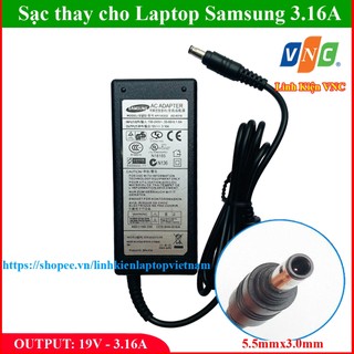 Sạc laptop samsung 19v - 3.16a chân 5.5x3.0mm thay cho r429 r439 r428 - bảo hành 12 tháng