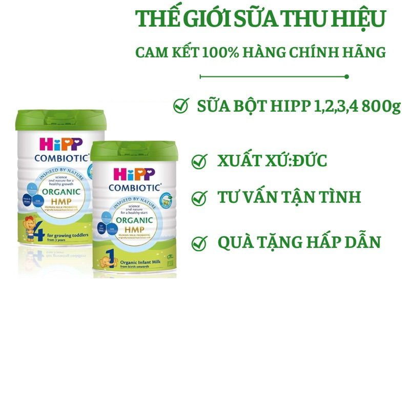 Combo 6 Lon Hipp organic Combiotic 800g đủ số 1,2,3,4