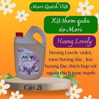 Xịt thơm quần áo MORI hương lovely - can 2L - dành cho các cửa hàng giặt sấy, giặt là, giặt ủi
