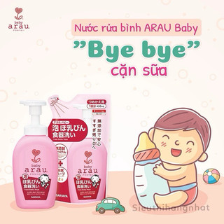 nước rửa bình sữa Nhật arau baby, túi và chai tiện lợi