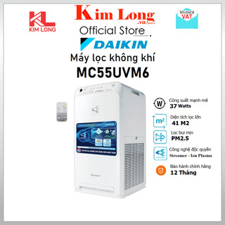 Máy lọc không khí daikin mc55uvm6 lọc bụi mịn pm2.5, diện tích lớn 41m2, công nghệ streamer, ion plasma
