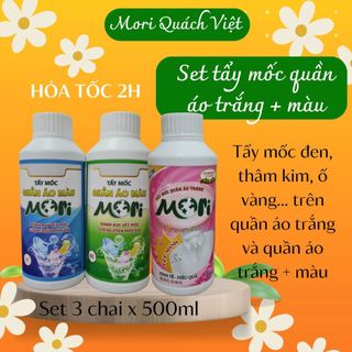 Tẩy mốc, tẩy ố quần áo trắng, tẩy mốc quần áo màu MORI, set tẩy mốc, quachviet208