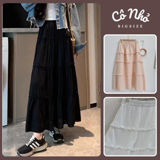 Chân Váy Midi Dáng Dài Xòe Bigsize Nữ Phối Bèo Tầng Gợn Sóng Thanh Lịch Vải Xốp Đôi CV408