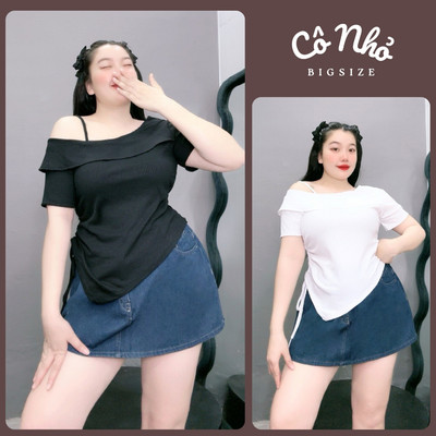 Áo Trễ Vai Bigsize Nữ Cổ Gập Tà Xẻ Vạt Chéo Tay Ngắn Sang Chảnh Vải Thun Gân G213
