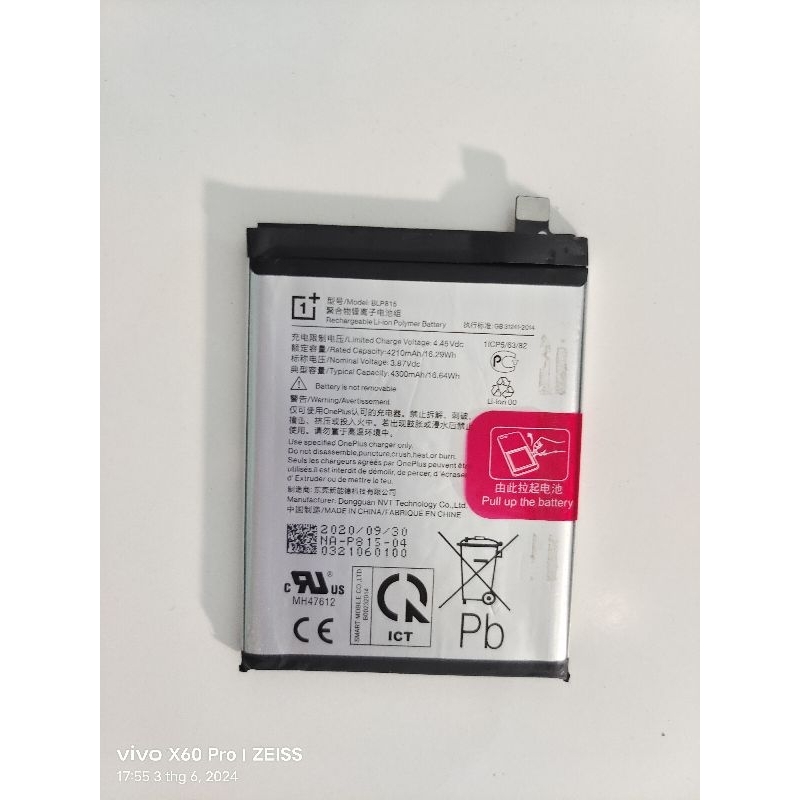Pin Oneplus Nord N10 5G BLP815 zin hãng bóc máy