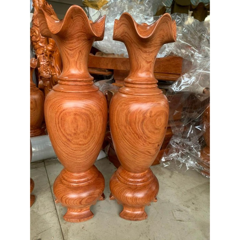 cặp lục bình trơn gỗ hương cao 40, 50cm