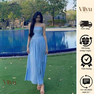 Váy maxi cup ngực đi biển dáng dài hoạ tiết hoa siêu xinh, đầm maxi đi biển phong cách Hàn Quốc