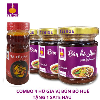 YesHue - Combo 4 hũ GIA VỊ nấu BÚN BÒ Huế TẶNG hũ SATẾ HÀU 90G - Hũ gia vị cô đặc siêu tiện lợi
