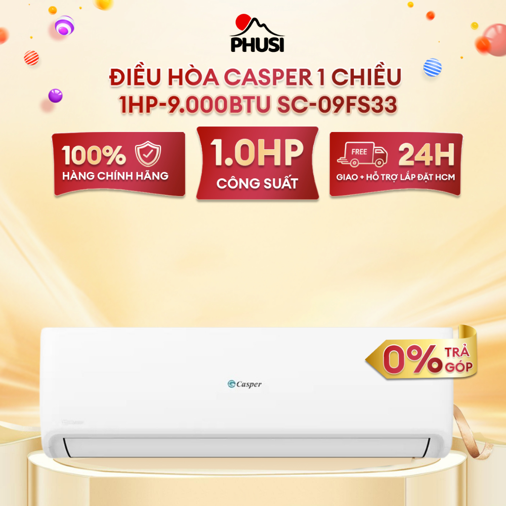 SC-09FS33 [HỖ TRỢ GIAO LẮP HCM] Máy lạnh Casper 1 HP SC-09FS33 (BH 36 tháng)